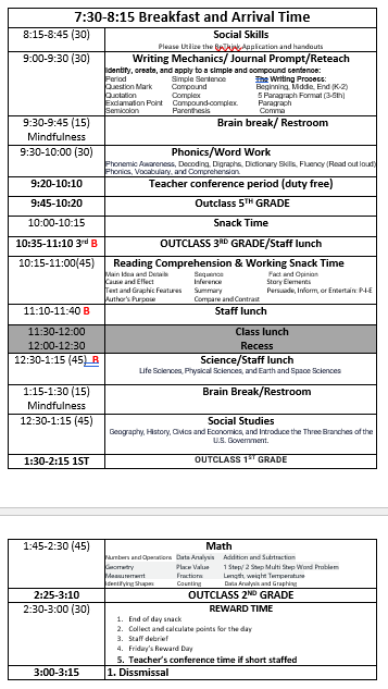 Schedule